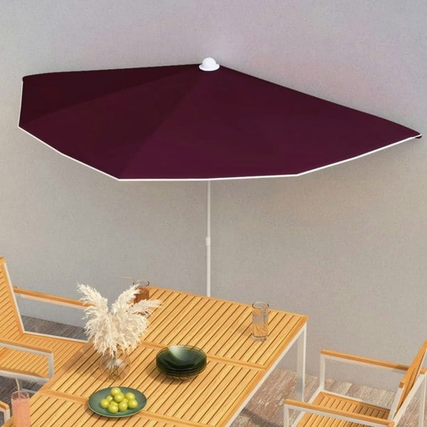 Berkfield Garden Half Parasol with Pole 180x90 cm Bordeaux Red