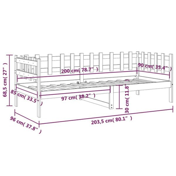 Berkfield Day Bed White 90x200 cm Solid Wood Pine