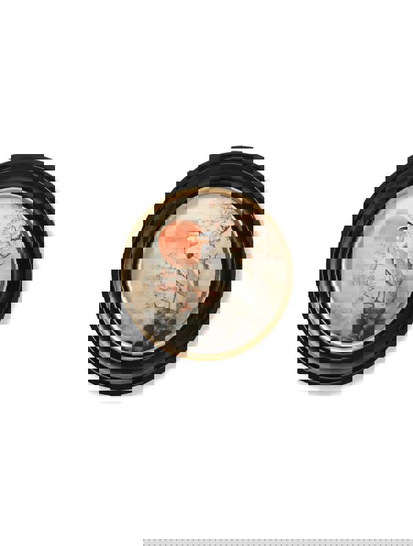 Exceptional Art Japanese Twin Herons - Oxford round frame