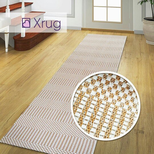 Viva Rugs Cotton Rugs Small Extra Large Runners Mustard Yellow Cream White Washable Flat Weave Carepts Striped Woven Area Mats - 75x300cm (2'5"x9'8")