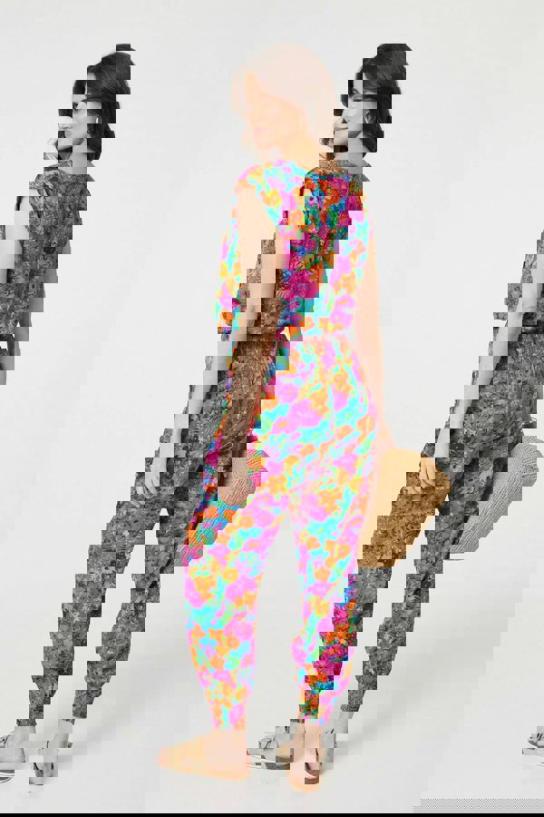 Pink | Floral Shirred High Waist Harem Pants