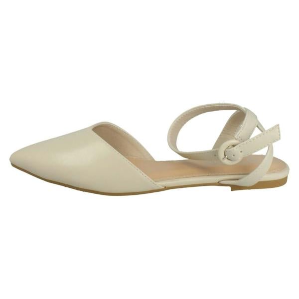 Spot On Ladies Spot On Flat Pointed Toe Ankle Strap Shoes F80538
