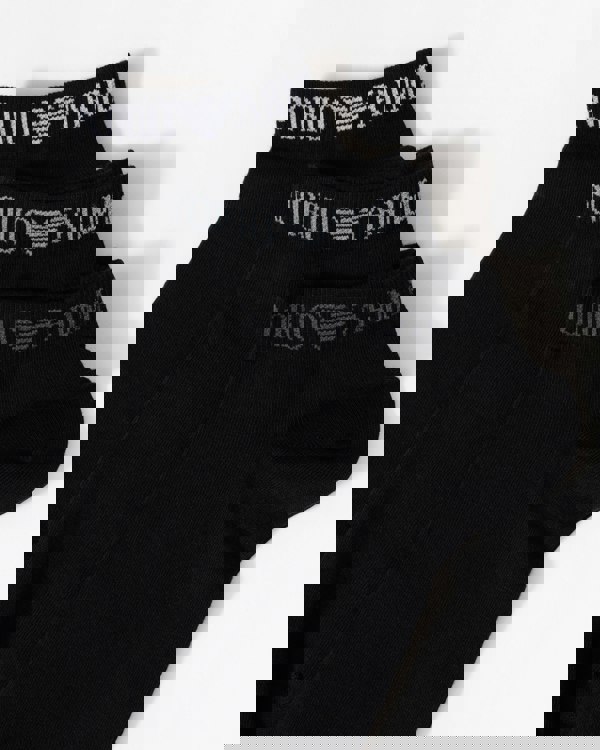 Emporio Armani Mens 3-Pack Trainer Socks - Black MC061 detail