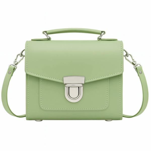 Zatchels Handmade Leather Sugarcube Handbag - Sage - Green