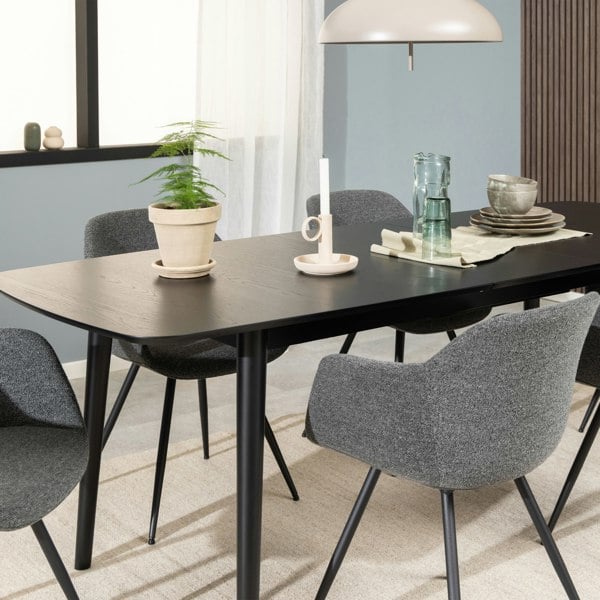 Furniture To Go Montreux Rectangular Extending Dining Table in Black 180-219 cm
