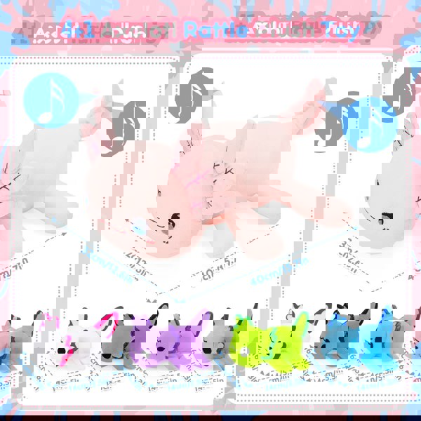 deAO Toys Axolotl Plush Toy Set-1PCS Cute Axolotl Stuffed Animals Soft Kawaii Plushies and 4PCS Cute Axolotl Slap Bracelet for Kids