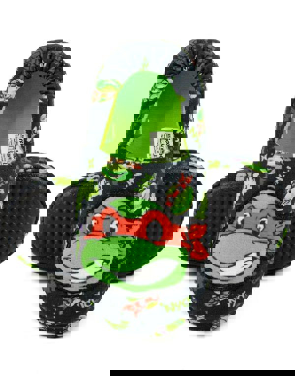 Teenage Mutant Ninja Turtles Boys Black Raphael Applique Multi-Character All-Over Print Slip On Loafer Slippers