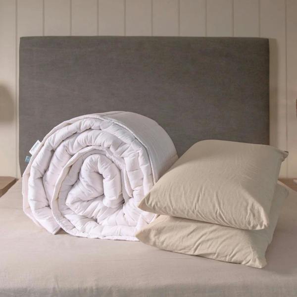 Graphite Latex Pillow & British Wool Duvet Set - Bundle Handmade in the UK, 100% cotton natural bedding bundle