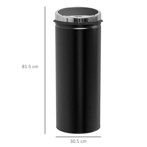 Bobobiy 50L Sensor Bin with Quiet Soft-Close Lid, Stainless Steel for Hygienic Kitchen, Black