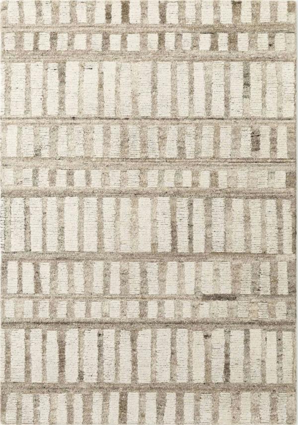Textured area rug with a geometric pattern in neutral tones