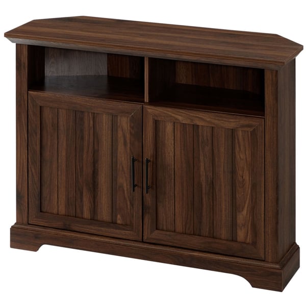 Homeology SAVANNAH True-Corner-Friendly Walnut 6-Shelf Luxury Cabinet Suitable for Flat Screen TVs up to 50"