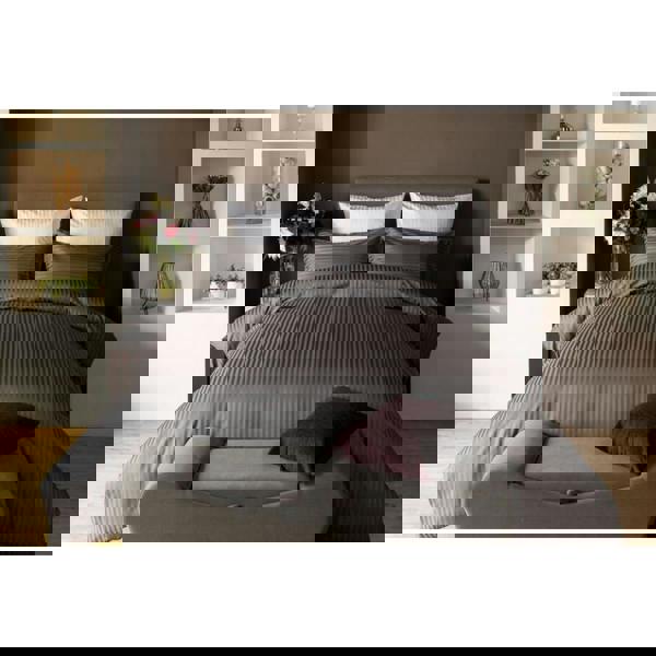 Belledorm Hotel Suite Stripe Duvet Cover Set - Charcoal - 