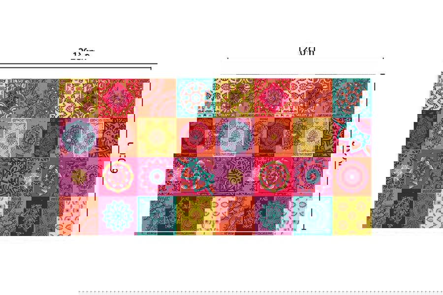 WFM6109 - Colourful Mandala Tiles Rug Mat 120cm x 60 cm