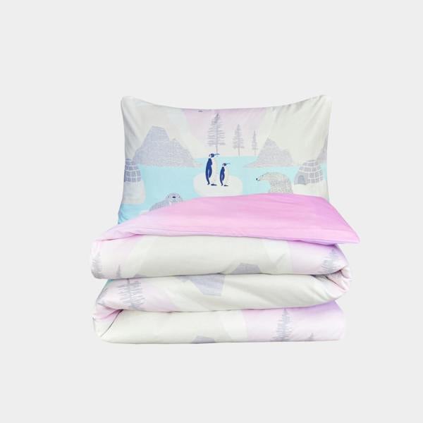 Smart Living Fun & Cosy Kids' Duvet Cover with Pillowcase & Fitted Sheet - Complete Set -Arctic Animals