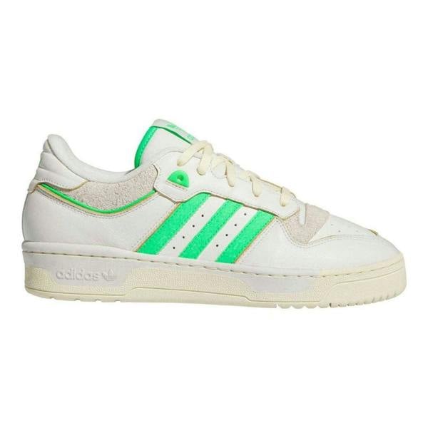 Adidas Mens Rivalry Leather Cupsole Trainers - White/Neon Green - 