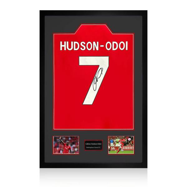 Callum Hudson-Odoi Signed Nottingham Forest Shirt Premium Frame