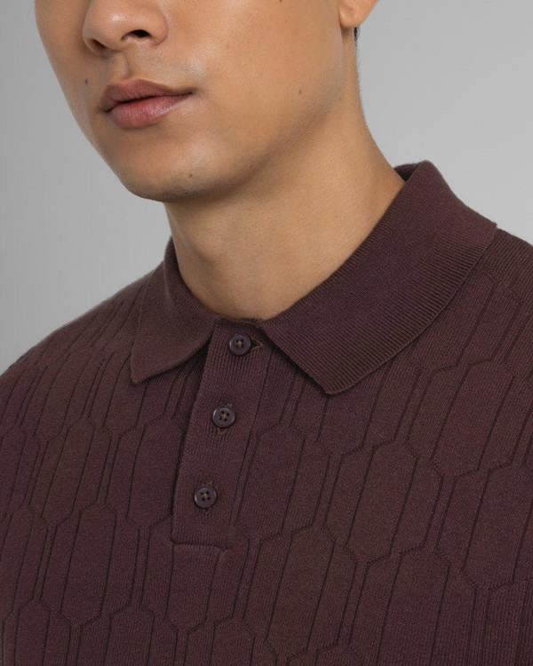 Steel & Jelly Tarvin - Geo Texture Knitted Polo Shirt