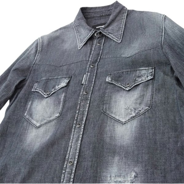 Dsquared2 Fashion Western Faded Grey Denim Shirt M