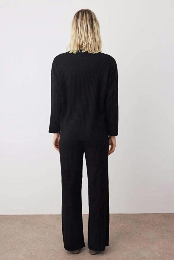 WOVCOR 2-Piece Loose Fit Basic Ribbed Knit Top & Pants Set