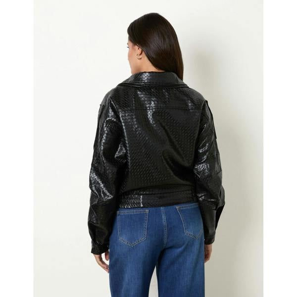 Blue Vanilla Textured Pu Biker Jacket