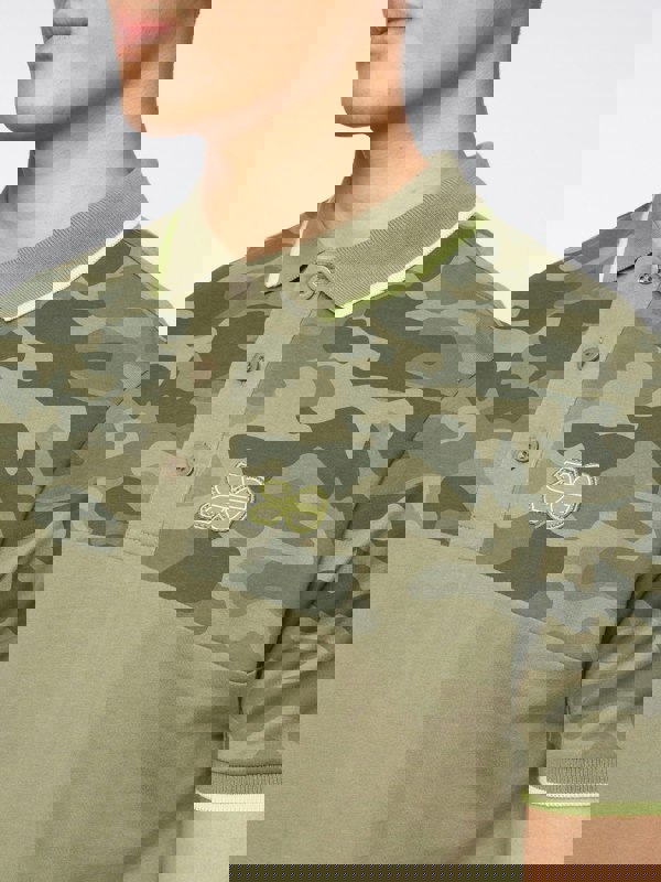 Crosshatch Brightling Camo Polo Olive