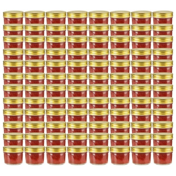 Berkfield Glass Jam Jars with Gold Lid 96 pcs 110 ml