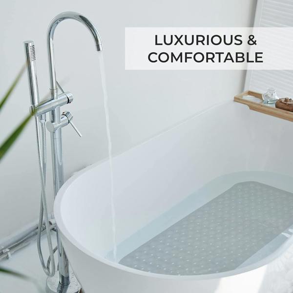 Top 3 Non-Slip Durable Bath Shower Mat with Suction Cups 40cm x 100cm White