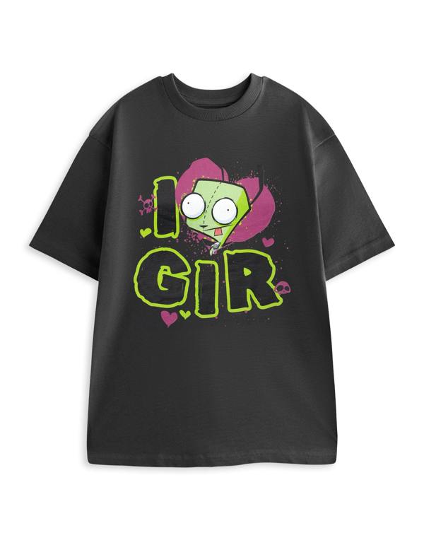 Invader Zim Mens Grey I Love Gir Short Sleeved T-Shirt