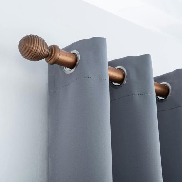A.Unique Home Ribbed Wooden Curtain Pole with Rings and Fittings, In a Variety of Colours and Sizes (35mm) (180cm, Walnut)
