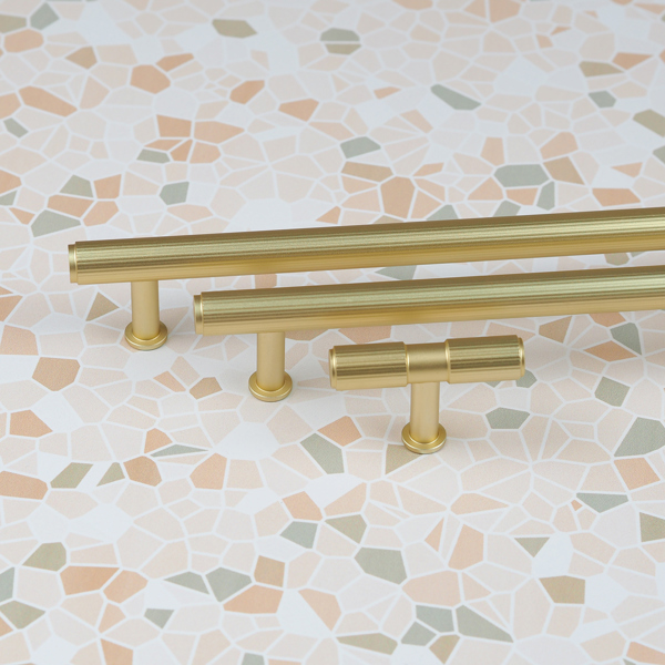 Handle & Home Brushed Brass Fluted Detailing Handles and Coordinating Knob