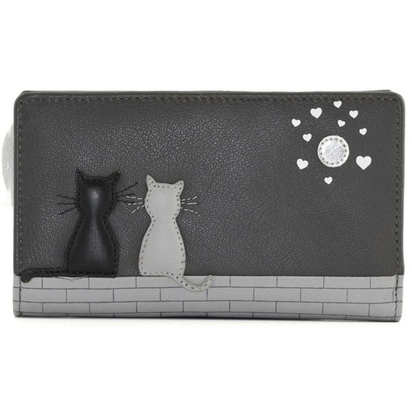 Mala Leather Midnight Cat Appliqué RFID Leather Bifold Purse