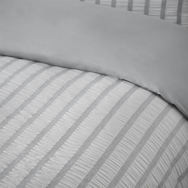 So Soft Seersucker Stripe Grey Duvet Cover Set