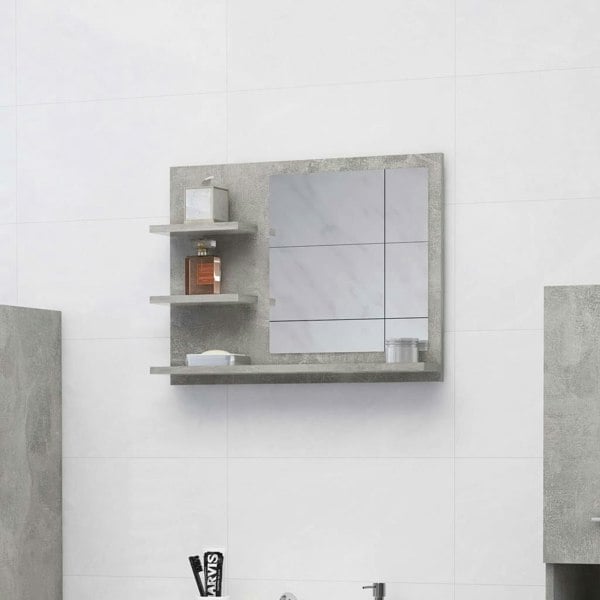 Berkfield Bathroom Mirror Concrete Grey 60x10.5x45 cm Engineered Wood