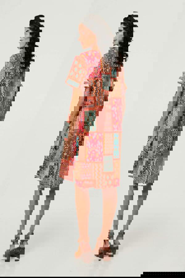 Red | Mosaic Print Short Shift Dress