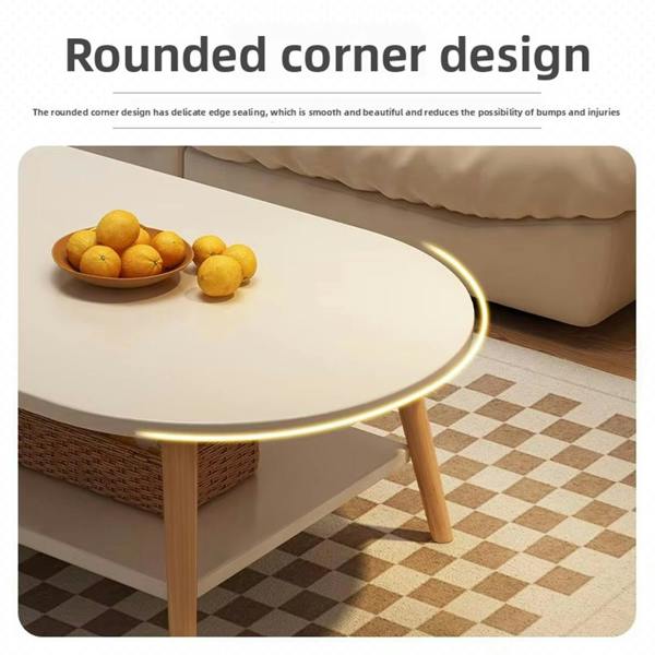 Havendro White Modern Double-Layer Coffee Table Space-Saving Living Room Side Table