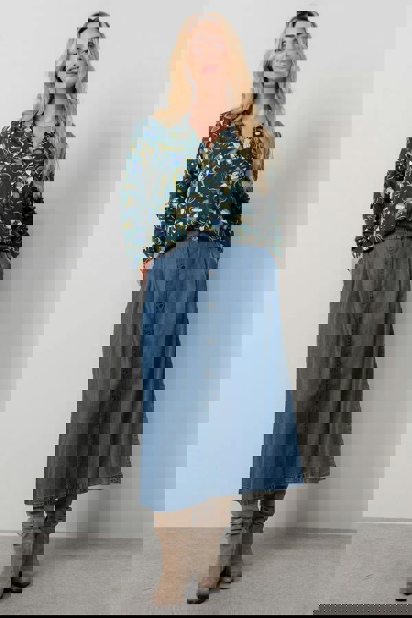 Lily & Me Beech Floral Print Shirt Green