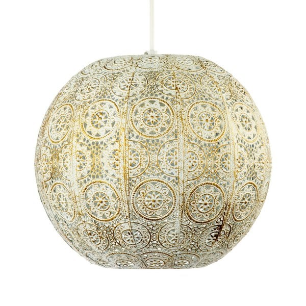 Spherical Vintage Moroccan Pendant Lamp Shade in Brushed Cream Gold Image 1