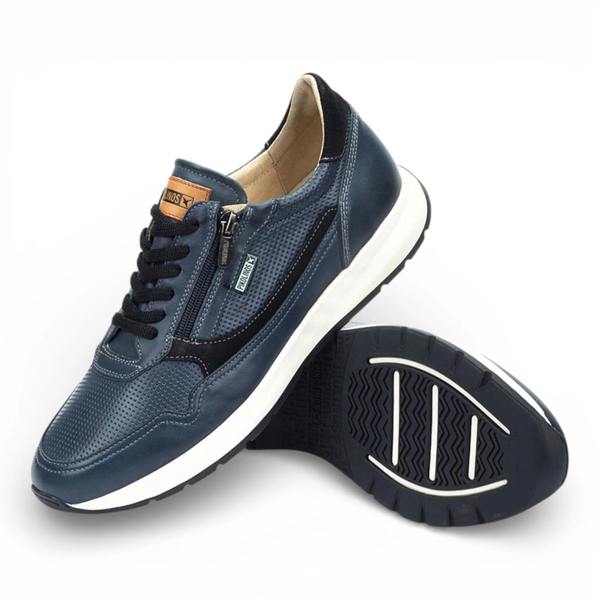 Pikolinos Getafe - Men's Blue Leather Easy Wear Sneakers