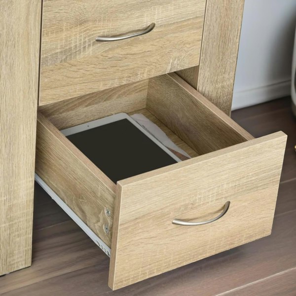 Rafaelo Mobilia Bedside Table With 2 Drawers Natural Brown