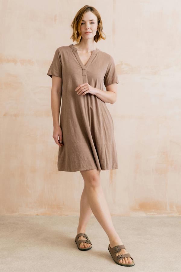 Lily & Me Terrace Organic Cotton Jersey Swing Dress Mocha