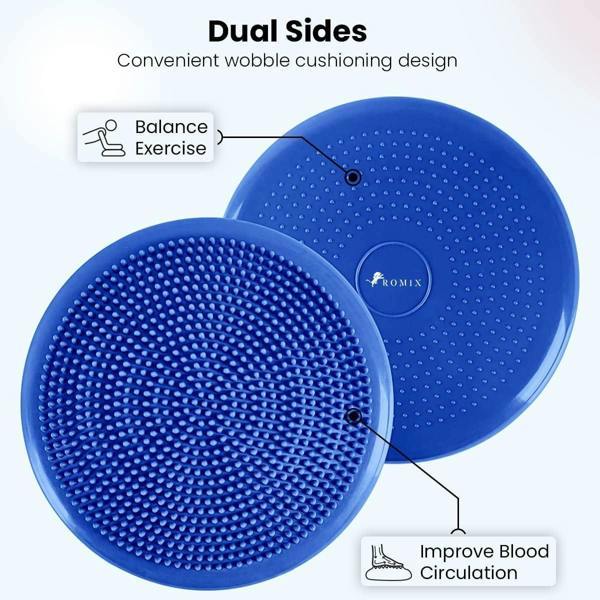 ROMIX Wobble Cushion, 34cm Inflatable Balance Disc with Pump for Core Training and Sitting Posture Support