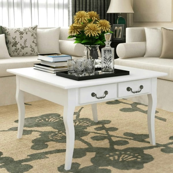 Berkfield Berkfield Coffee Table with 4 Drawers White