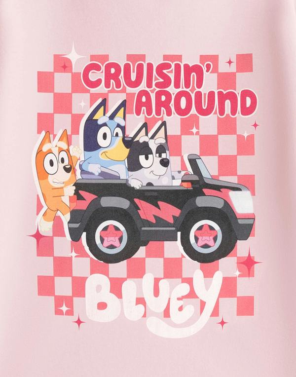 Vanilla Underground Bluey Girls Pink Cruisin' Around Short Sleeved T-Shirt