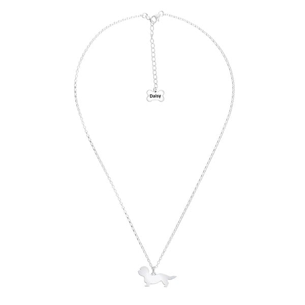 Dandie Dinmont Terrier Silhouette Silver Necklace - Personalised - MYLEE London