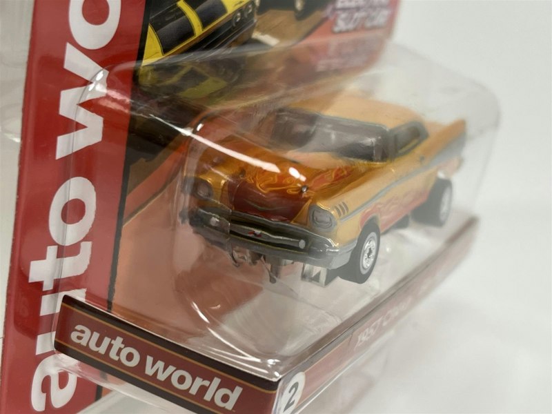 Auto World Slot Cars 1957 Chevy Bel Air Orange Thunderjet Ultra G HO Slot Car SC379-2