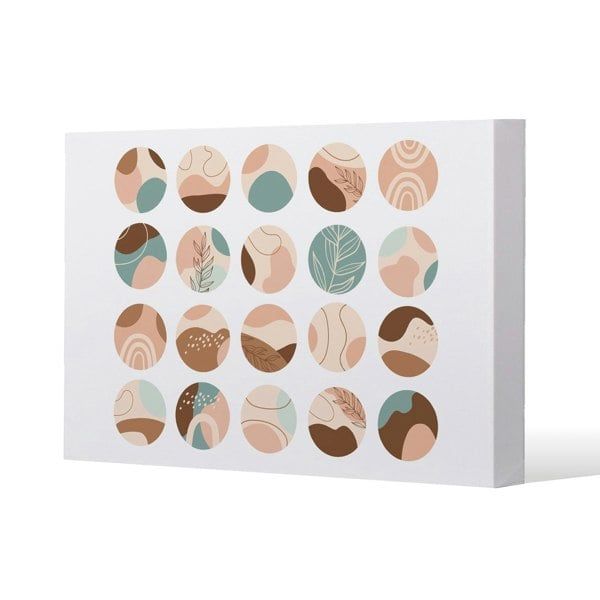 Benjamin Tate Design Round texture and floral icons in pastel colours Slim Style Canvas Print  60x90cm , 15mm Slim Real wood.