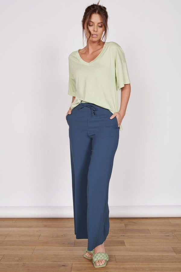 Jeetly.comLena Navy Wide Leg TrousersTrousers