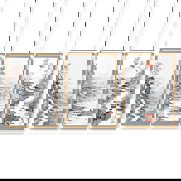 Modern Living Room Art | Set of 3 Asian Inspired Wall art Prints