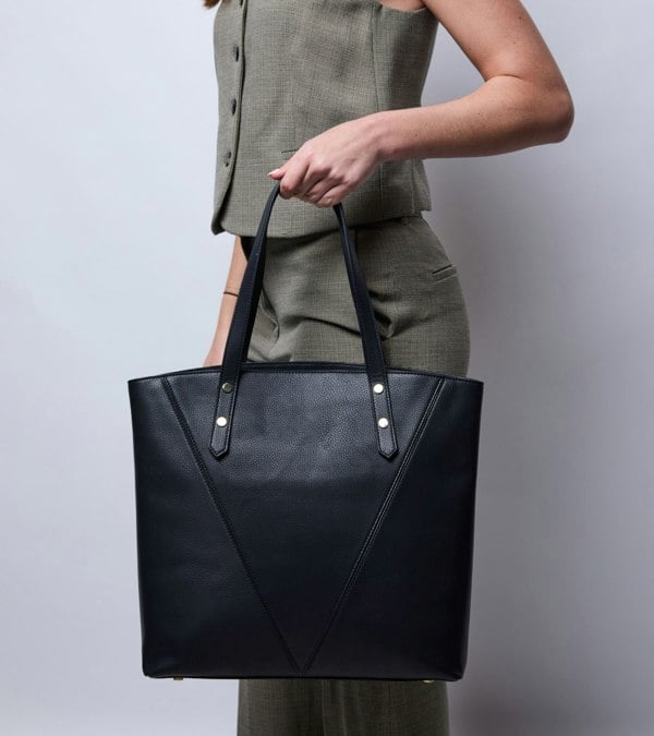 Votch Honor Vegan Bio-Based Bamboo Leather Tote Bag - Black