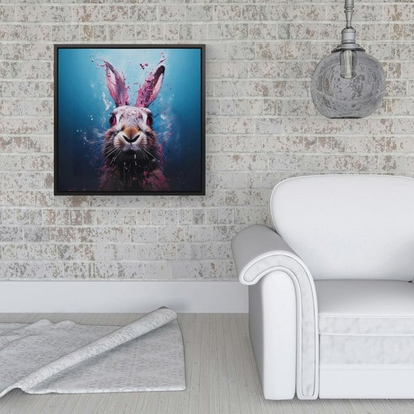 Warren Reed Rabbit Face Splash Art Framed Canvas